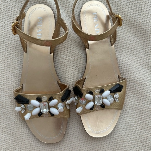 Prada Women's Tan Sandals with Embellishments - Picture 1 of 4